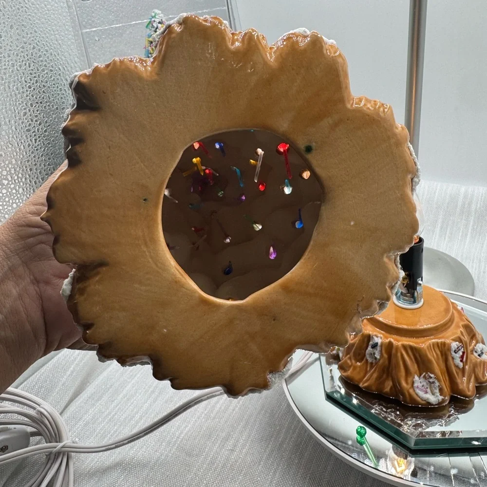 Gingerbread Christmas Tree with Multicolor Lights vintage handmade 9”X6”
